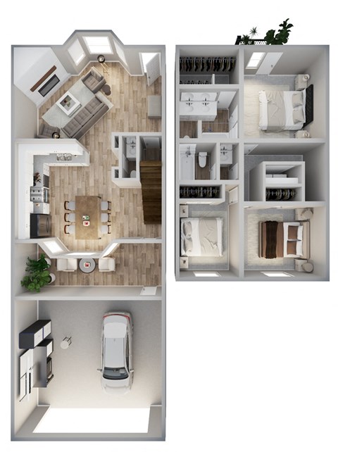 Floor plan for 3 beds, 2 baths, 1900 sqft